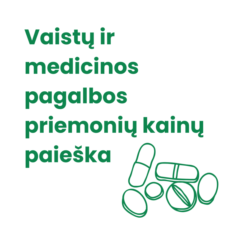Vaistų ir medicinos pagalbos priemonių kainų paieška